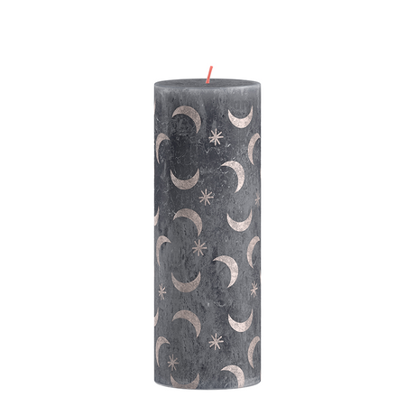 Bolsius silhouette stompkaars met print 19x6.8 cm leisteenblauw