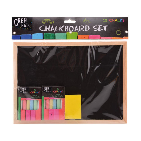Johntoy krijtbord crea kids 29x21 cm met accessoires.