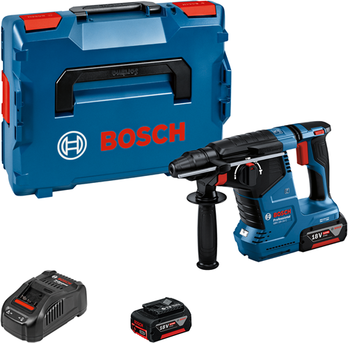 Bosch blauw bosch accu boorhamer gbh 18v-24 c 2x 5.0 ah accu + lader in l-b...
