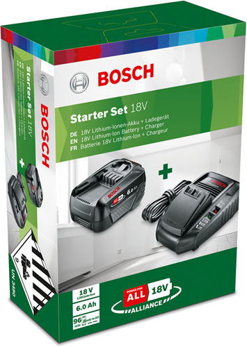 Bosch groen bosch accessoires 1600a00zr8 | starterset | 18v | 1 x 6.0 ah accu + al1830 cv lader 1600a00zr8
