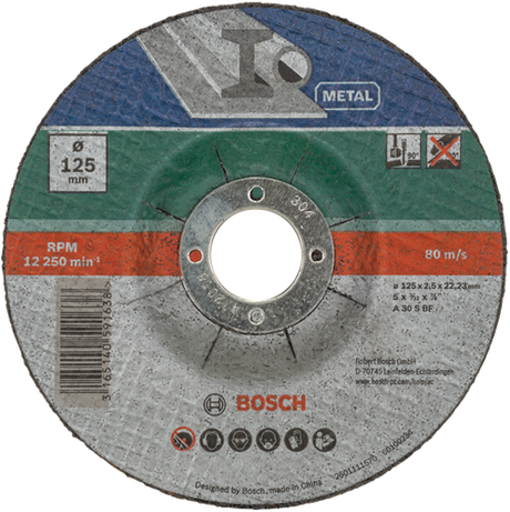 Bosch accessoires bosch slijpschijven set - voor metaal - 125 x 2,5 mm - gebogen - 5 stuks