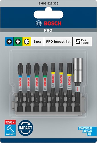 Bosch accessoires impact power bit 50mm, 8x, bithouder