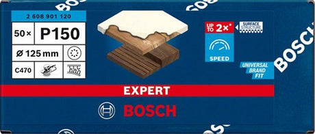 Bosch accessoires expert c470 schuurpapier voor excenterschuurmachines 125 mm, 8 gaten, k150 50-delig - 1 stuk(s) - 2608901120