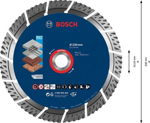 Bosch accessoires bosch professional expert multimaterial diamantdoorslijpschijf 230 x 22,23 x 2,4 x 15 mm - 2608900663