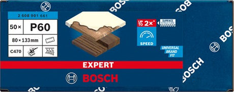 Bosch accessoires bosch accessories 2608901661 schuurpapier voor vlakschuurmachine korrelgrootte (num) 60 (l x b) 133 mm x 80 mm 50 stuk(