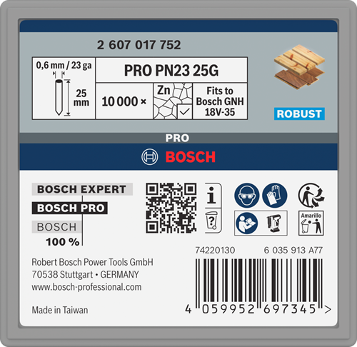 Bosch accessoires pro pn23 g nagel | 0,65 23 g | gegalvaniseerd | 19 mm | 10000 stuks - 2607017751