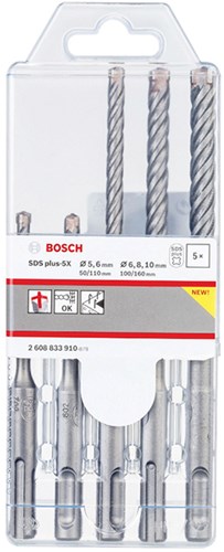 Bosch accessoires pro sds plus-5x hammer drill bit set | 5 6 6 8 10 mm | 5 pcs - 2608833910