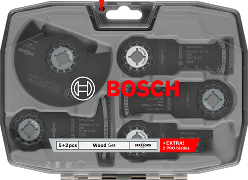 Bosch accessoires bosch professional multifunctioneel gereedschap accessoires hout set 7-delig ( 2608669097 ) starlock + koffer