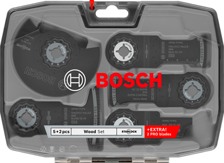 Bosch accessoires bosch professional multifunctioneel gereedschap accessoires hout set 7-delig ( 2608669097 ) starlock + koffer