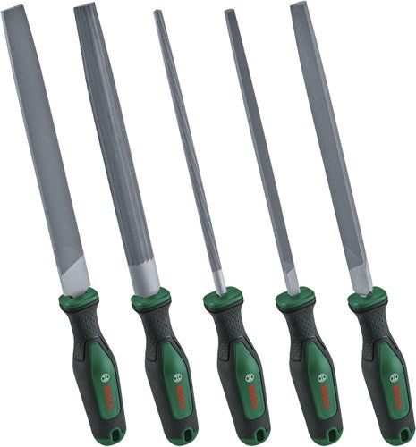Bosch groen files set 5-piece (vijlenset 200mm 5 stuks: platte vijl, halfronde vijl, ronde vijl, vierkante vijl, driehoekige vijl)) - 1600a02zb0