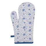 Clayre eef ovenhandschoen roosjes wit blauw 18x30cm katoen
