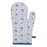 Clayre eef ovenhandschoen roosjes wit blauw 18x30cm katoen