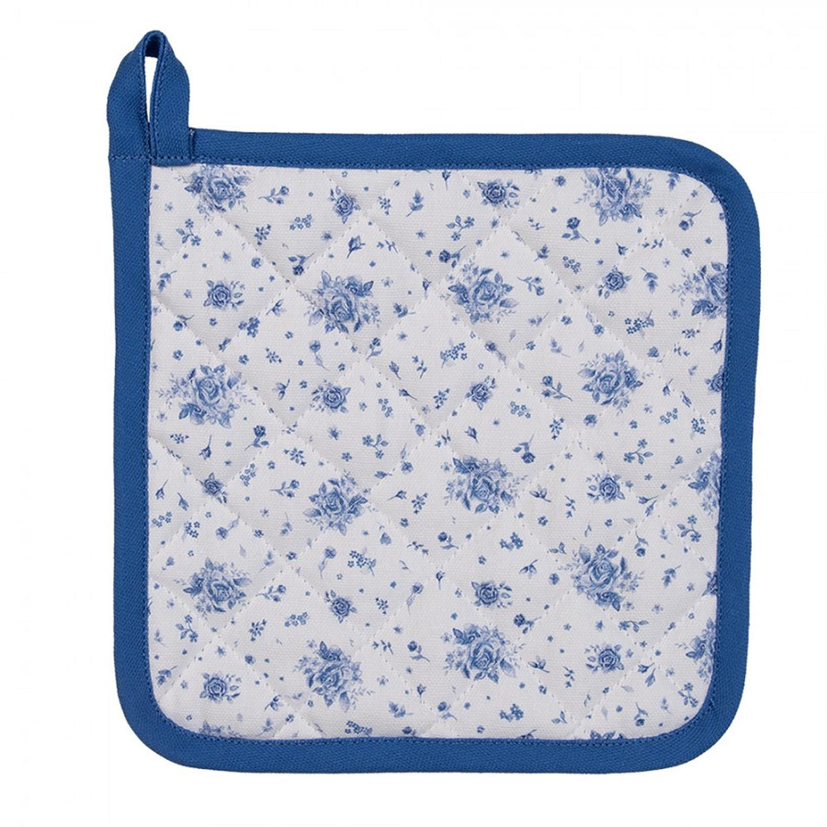 Clayre eef pannenlap roosjes wit blauw 20x20cm katoen