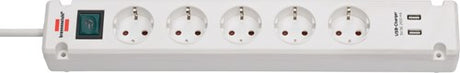 Brennenstuhl bremounta-stekkerstrip 5-voudig met 2 usb-laadbussen (connector usb met schakelaar en 3 m kabel) - 1150660325