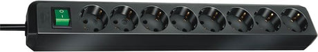 Brennenstuhl eco-line stekkerdoos met schakelaar 8-voudig zwart 3m h05vv-f 3g1,5 - 1159300018
