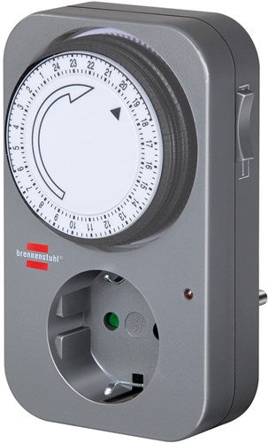 Brennenstuhl tijdschakelklok mz 20, mechanisch stopcontact (dag-timer met hogere contactbescharming) kleur: grijs