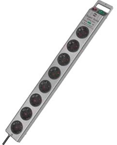 Brennenstuhl super-solid stekkerdoos 8-voudig met overspanningsbeveiliging (stekkerblok 2,5m kabel en schakelaar - gemaakt van breukvast polycarbonaat) zilver