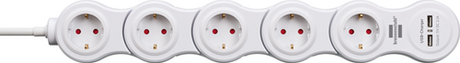 Brennenstuhl vario power stekkerdoos met usb 5-voudig wit, 1,4m h05vv-f 3g1,5 - 1155350210