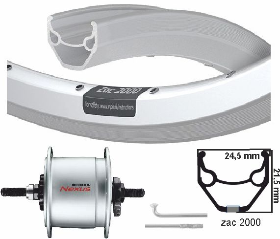 KGS -Vorderrad 28 Zoll (622) Naafdynamo RB 6 V 2,4 W Rim Silber