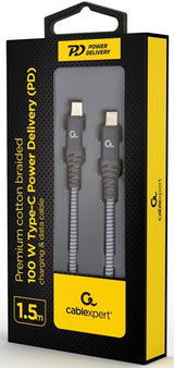 Enzo cablexpert usb-c - usb-c laadkabel 1,5m zilver - max 100w - 9530166