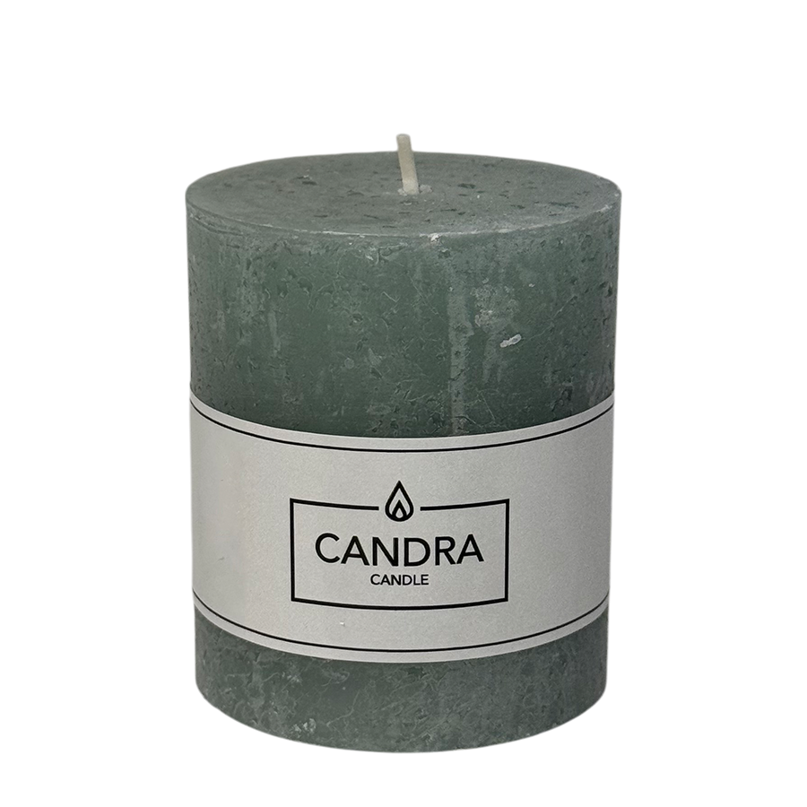 Candra rustieke stompkaars groen 80 68mm