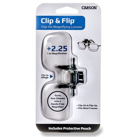 Carson Loep-briller 1.5x (+2.25 Dioptrie) utklipp og flip-up