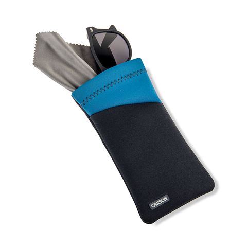 Carson Neoprene Brillenhoesje met microvezeldoekje Grijs Blauw