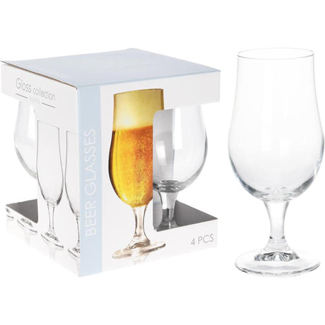 Excellent houseware bierglas op voet 370ml set a 4 stuks