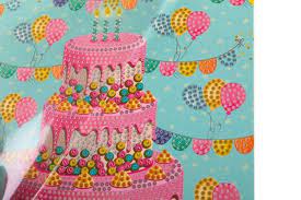 Van der doelen diamond painting - happy birthday cake - 18x18 cm