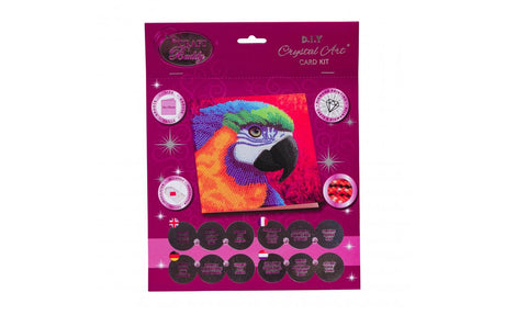 Van der doelen diamond painting - kaart met papegaai - 18x18 cm
