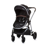 Chipolino aura opvouwbare 3-in-1 kinderwagen met luiertas obsidian zwart zilver