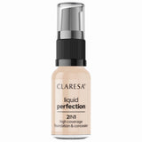 Claresa liquid perfection 2-in-1 concealer en foundation 102 warm medium 18gr.