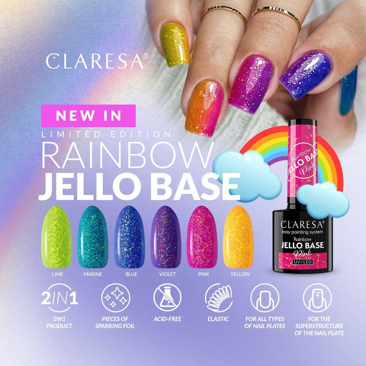 Claresa rainbow jello base coat pink 5ml