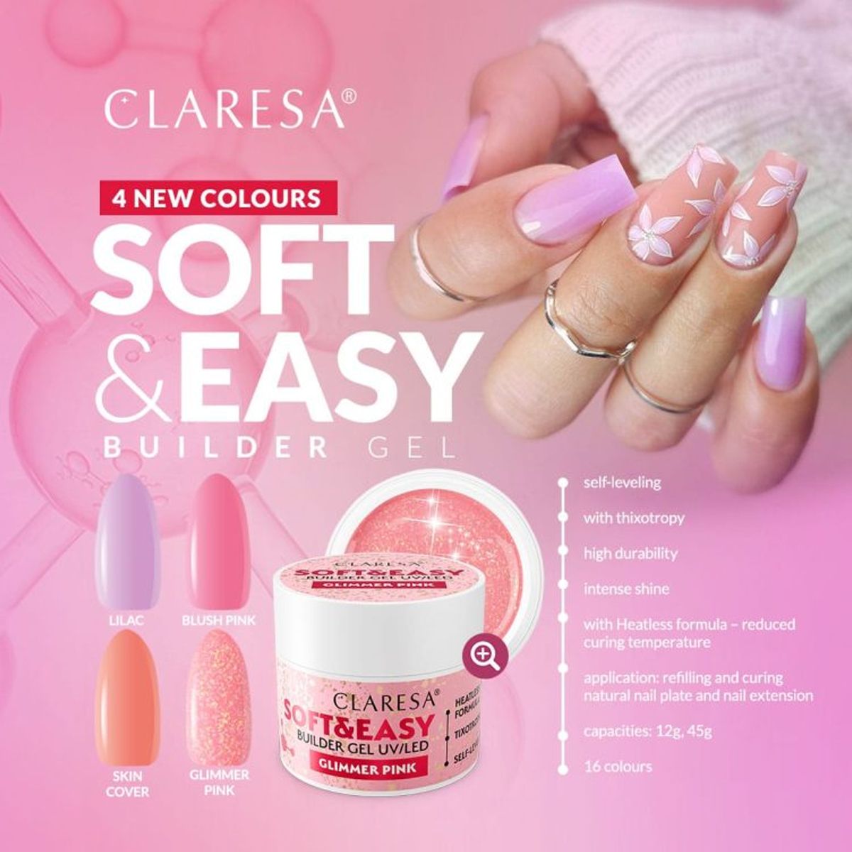 Claresa keratine soft easy builder gel lilac 45gr.