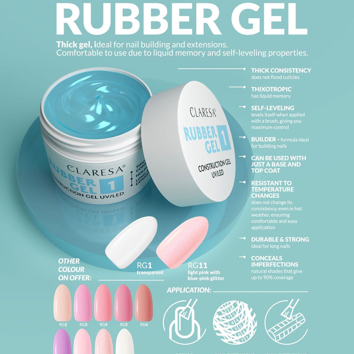 Claresa rubber gel 1 transparant 90gr.
