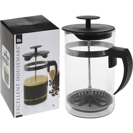 Excellent houseware koffiezetter glas 1 liter voor 8 kopjes ø10x20cm
