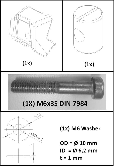 Koga riem dividing block + bolt + cylindrical nut (set)