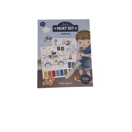 Little dutch waterverfset jim voetuigen - incl. kwast en stickers