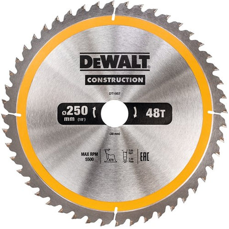 Dewalt accessoires dewalt dt1957-qz - cirkelzaagblad - 250mm - 48 tanden - professioneel