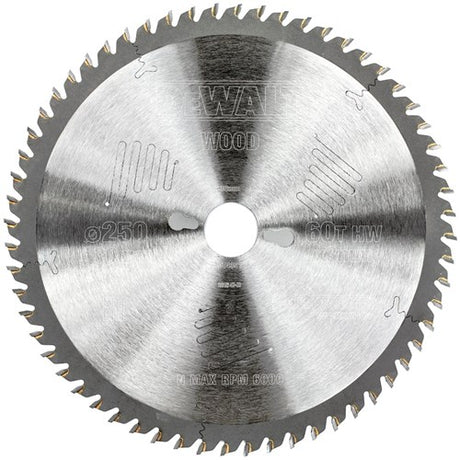 Dewalt accessoires dewalt extreme serie - houtzagen zaagblad - 250mm - 60 tanden - laser gesneden