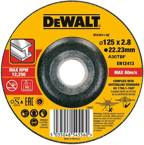 Dewalt accessoires extreme 2x doorslijpschijf metaal 125 x 2.8 x 22,2mm - dt43911-qz