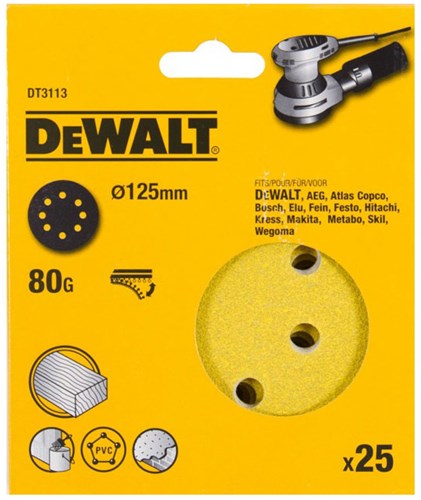 Dewalt accessoires dewalt schuurschijf, ø125mm (d26453), k80 - dt3113-qz - dt3113-qz