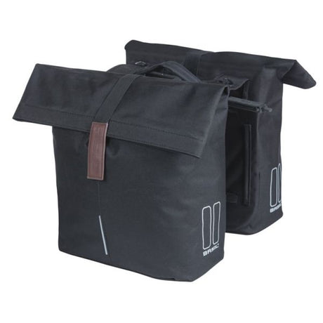 Basil dubbele fietstas city mik 28-32 liter - zwart