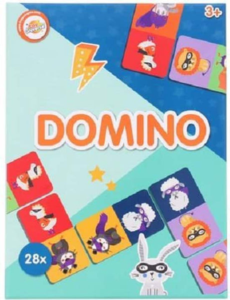 Intro domino spel, raak als eerste al de domino kaarten kwijt, met dieren platen