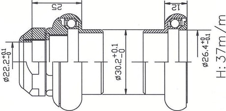 Tecora e balhoofdstel1 inch draad cartr alu 26.4 conus zilver