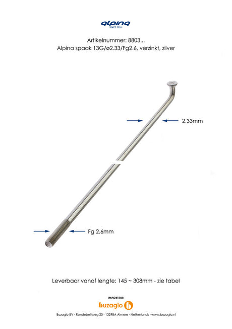 Alpina Spaken 13G (2,34mm) 282mm Zink (P36)