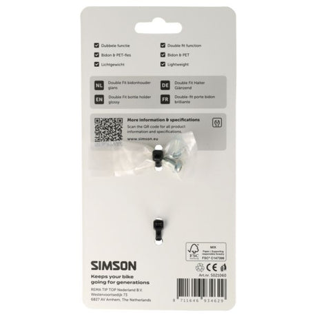 Simson fles- en bidonhouder double fit glans zwart