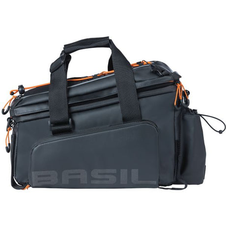 Basil Miles XL Pro bagagedragertas, zwart oranje, waterdicht, 9-36L, geschikt voor elektrische fietsen