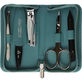 Erbe solingen 5-delige manicure etui met ritssluiting turquoise (erbe9204)