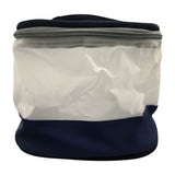Voorkappers etui rond blauw wit met handvat